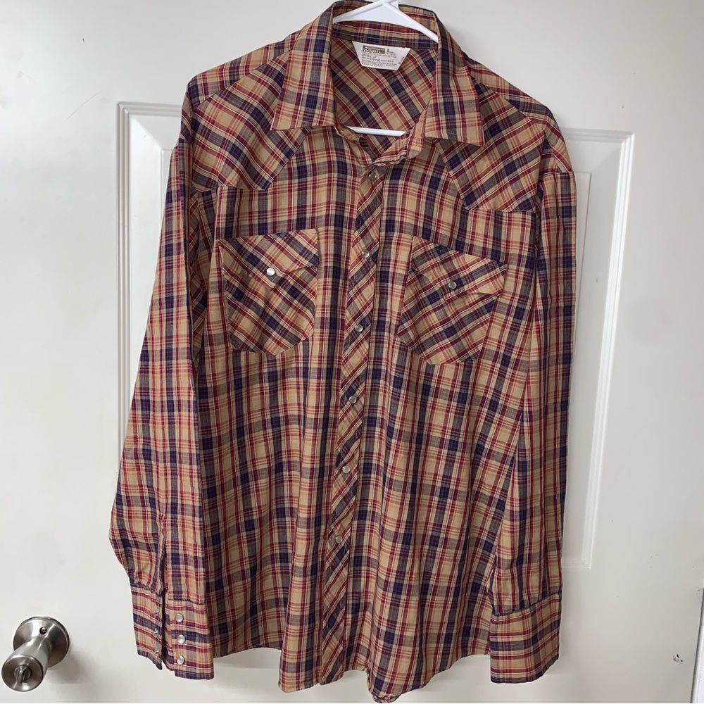 Vintage Montgomery Ward Plaid Lightweight Longsleeve Snap Up Shirt sz L